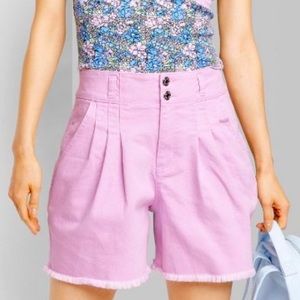 Women's Super-High Rise Pleated Bermuda Jean Shorts - Wild Fable Lavender